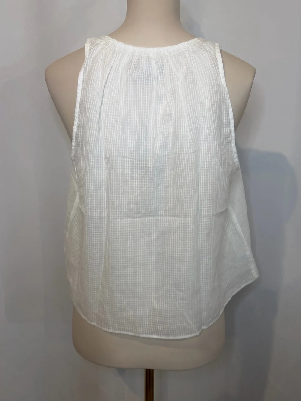 J.Crew High-neck button-up tank top in textured cotton voile in white